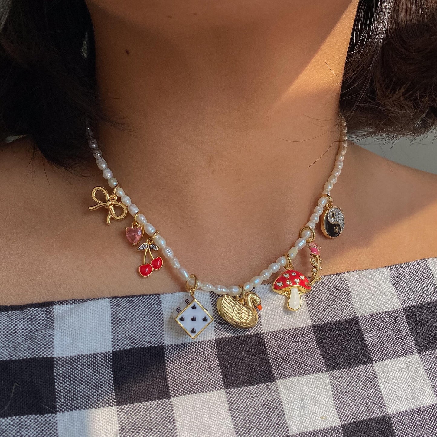 Custom Pearl Necklace with Charm