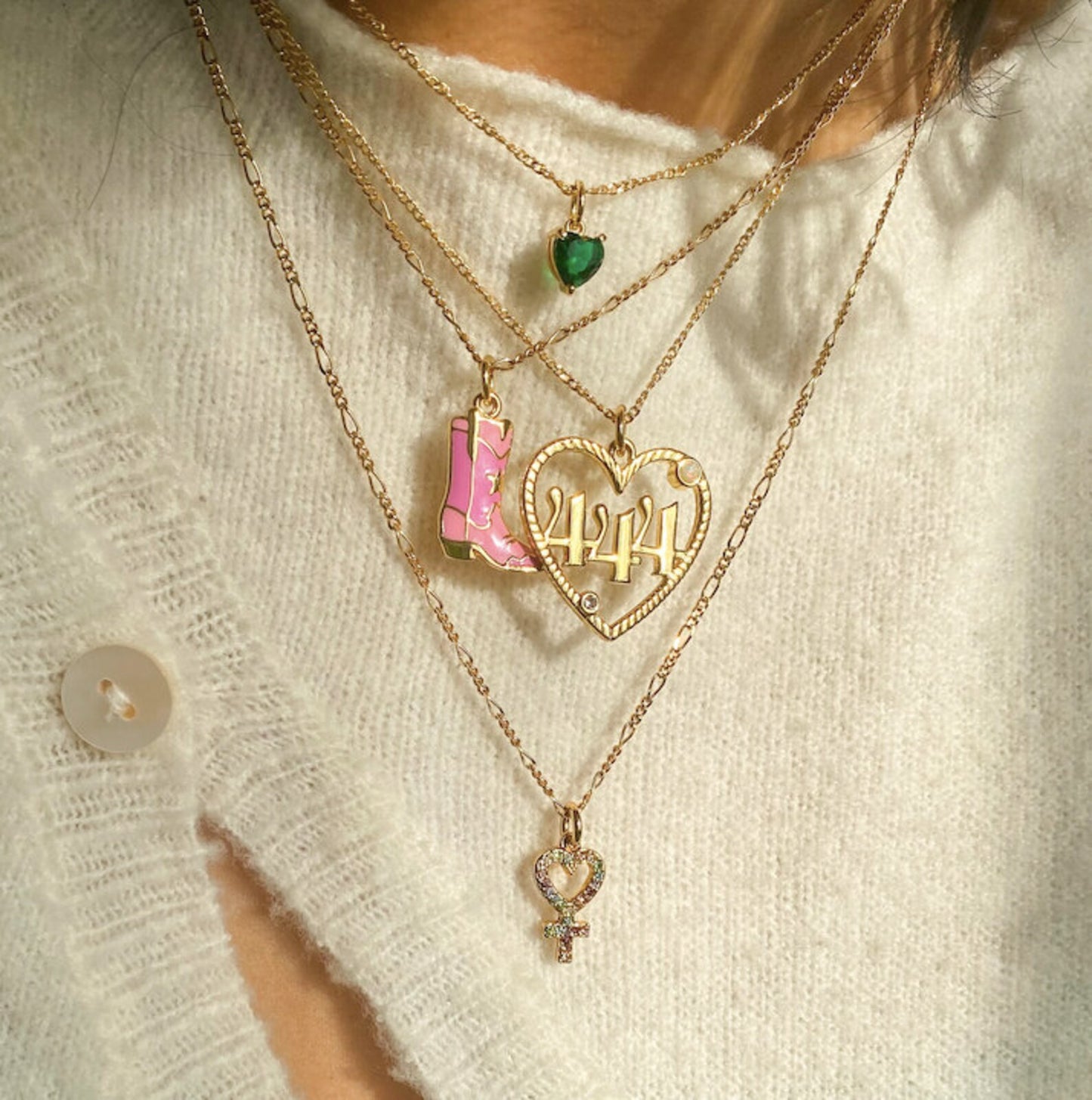 Pink Cowgirl Boot Necklace