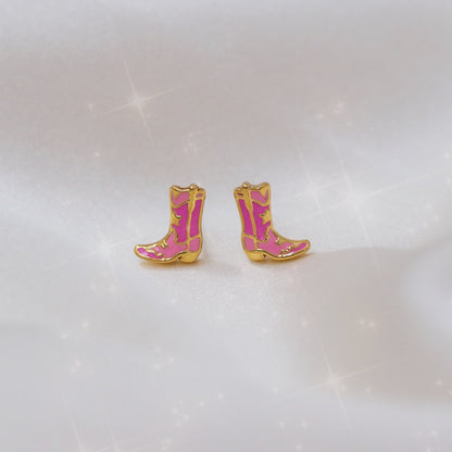 pink cowgirl boot stud earrings - wildflower + co.
