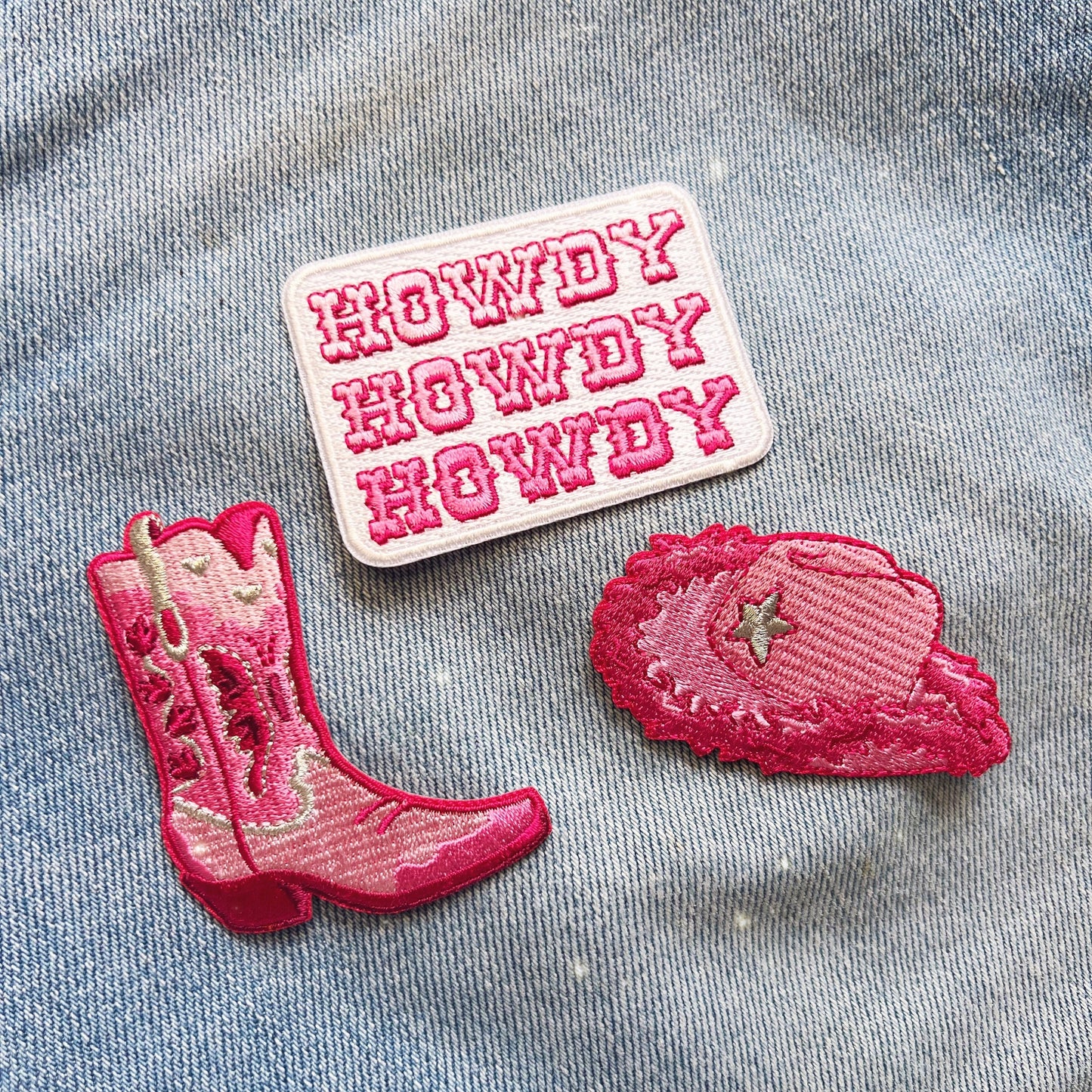 pink cowgirl patches - boot hat howdy - wildflower + co.