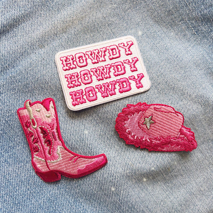 pink cowgirl patches - boot hat howdy - wildflower + co.