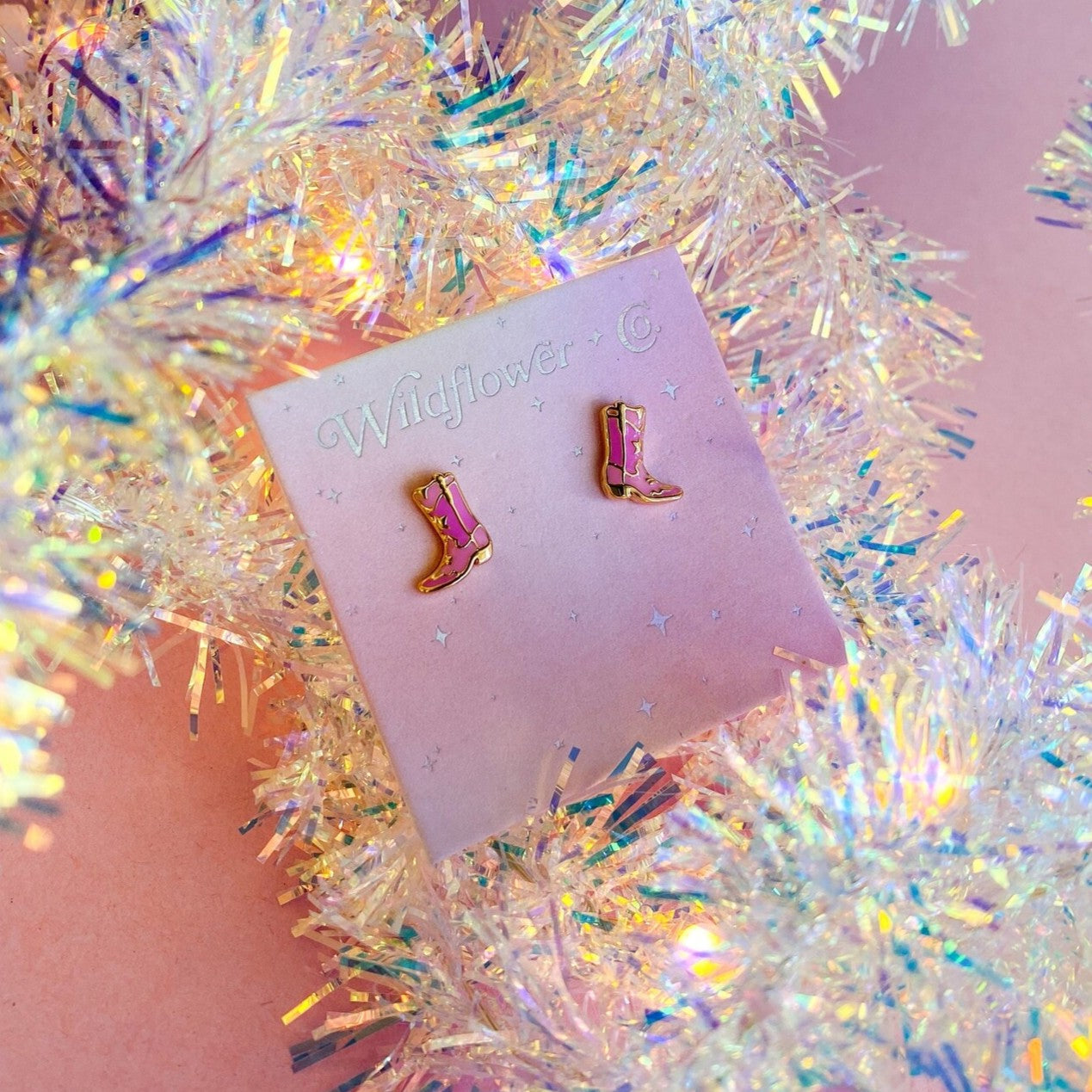 Pink Cowgirl Boot Earrings