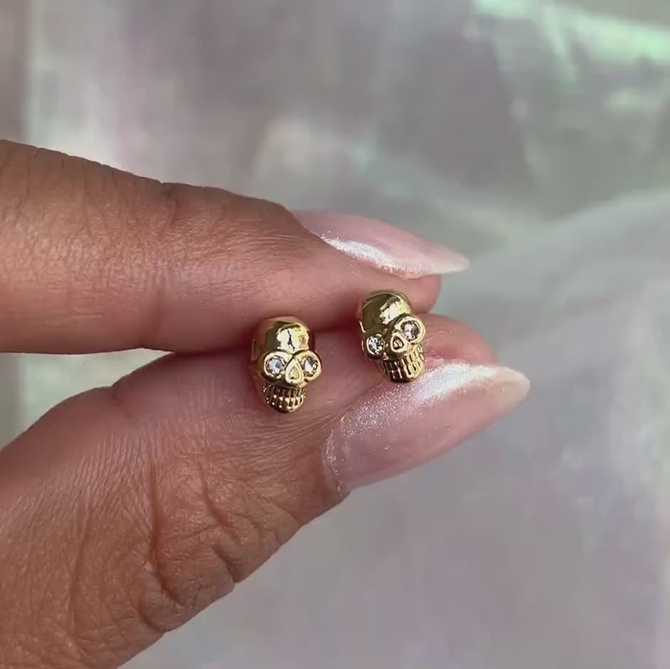 JW00438-GLD-OS-R - Tiny Skull Stud Earrings - Gold - Wildflower + Co. Jewelry Gifting video