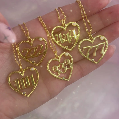 Angel Number Charm Necklace 1111 222 333 444 777
