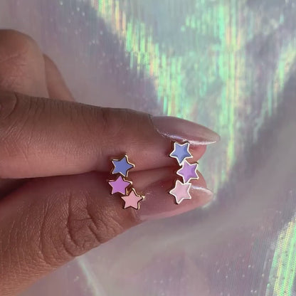 JW01012-GLD-OS - Pastel Star Stud Earrings, Enamel  - Wildflower + Co video