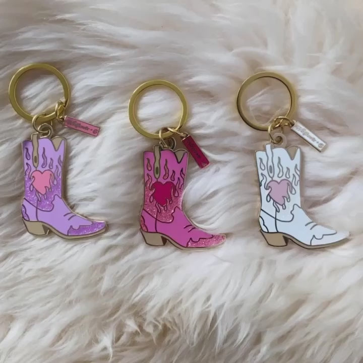 AC00469-LIL-OS_-_Flaming_Heart_Cowgirl_Boot_Keychain_-_Cowboy_Boot_keychain_-_Southern_-_Western_-_Southwest_-_Hard_Enamel_Keychains_-_Bag_Charm_-_Wildflower_Co GROUP VIDEO 
