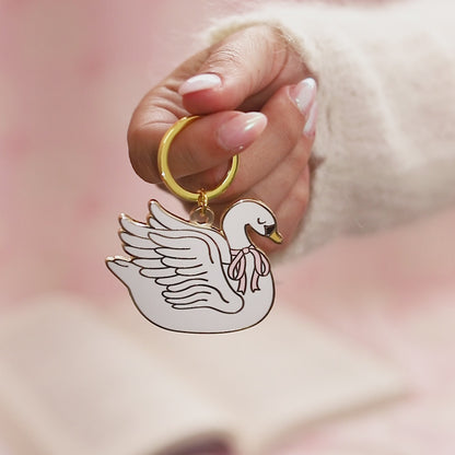 Swan Enamel Keychain