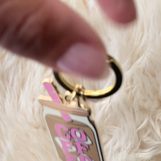 AC00363-MLT-OS - Coffee Enamel Keychain - Wildflower + Co VIDEO