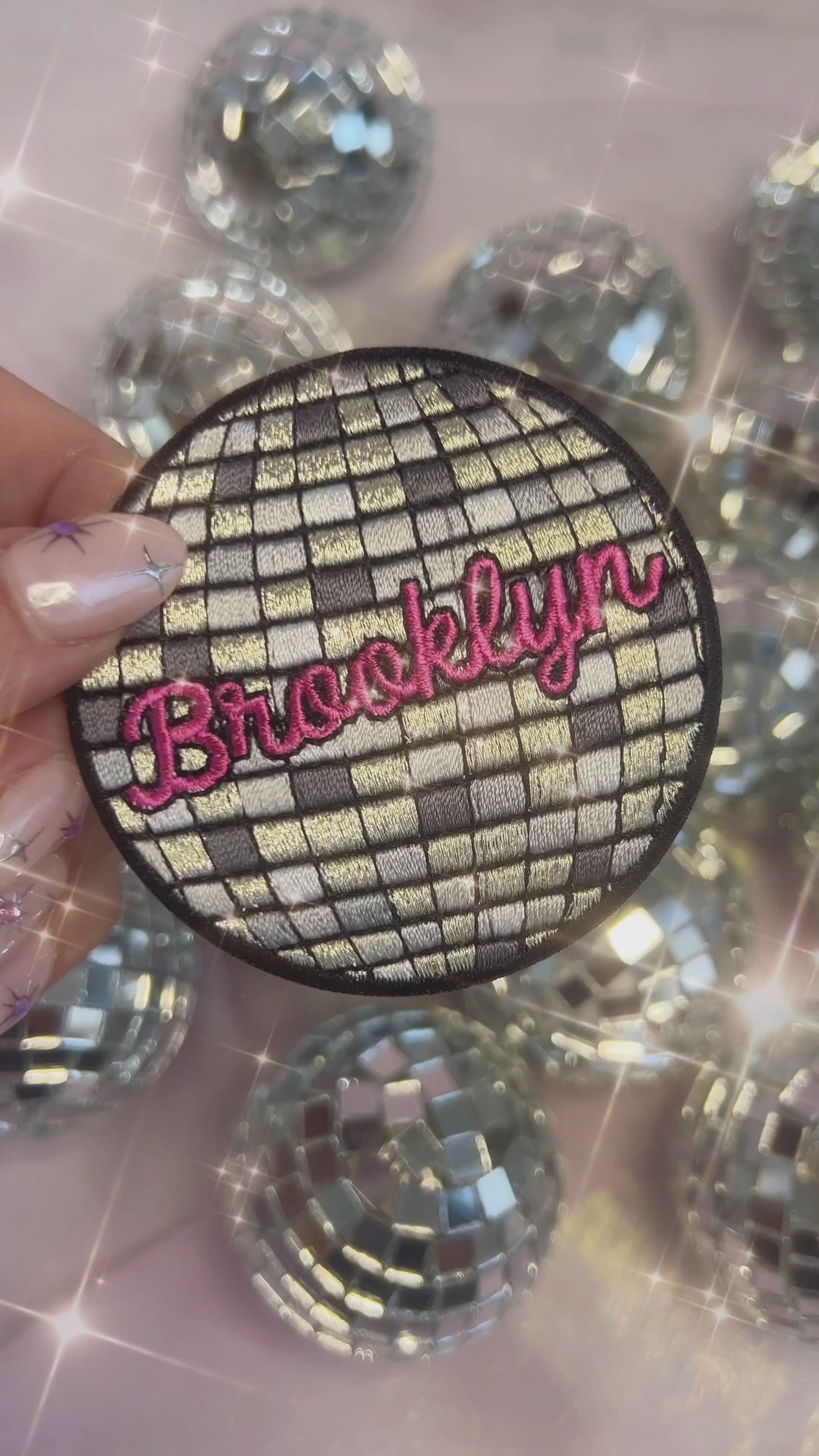 TR00644-MLT-OS - Disco Ball New York City Patch - Embroidered Iron on Patches - Brooklyn Souvenir Gift - Wildflower + Co (3) video