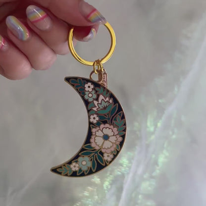 AC00335-MLT-OS - Botanical Moon Enamel Keychain - Wildflower + Co