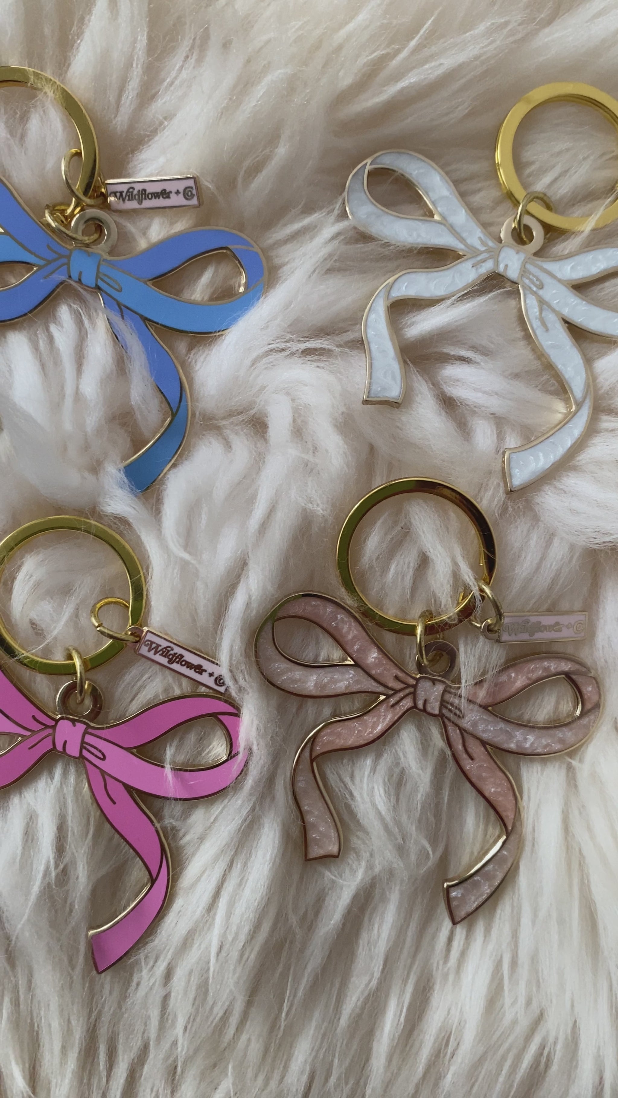 AC00491-all-OS - Bow Enamel Keychain, Pink Red Lilac Blue White  - Cute Coquette Keychains - Ballet Bow Keyring - Royalcore Bag Charm - Balletcore Accessories - Wildflower + Co VIDEO