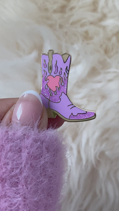 Burning Love Cowgirl Boot Enamel Pin