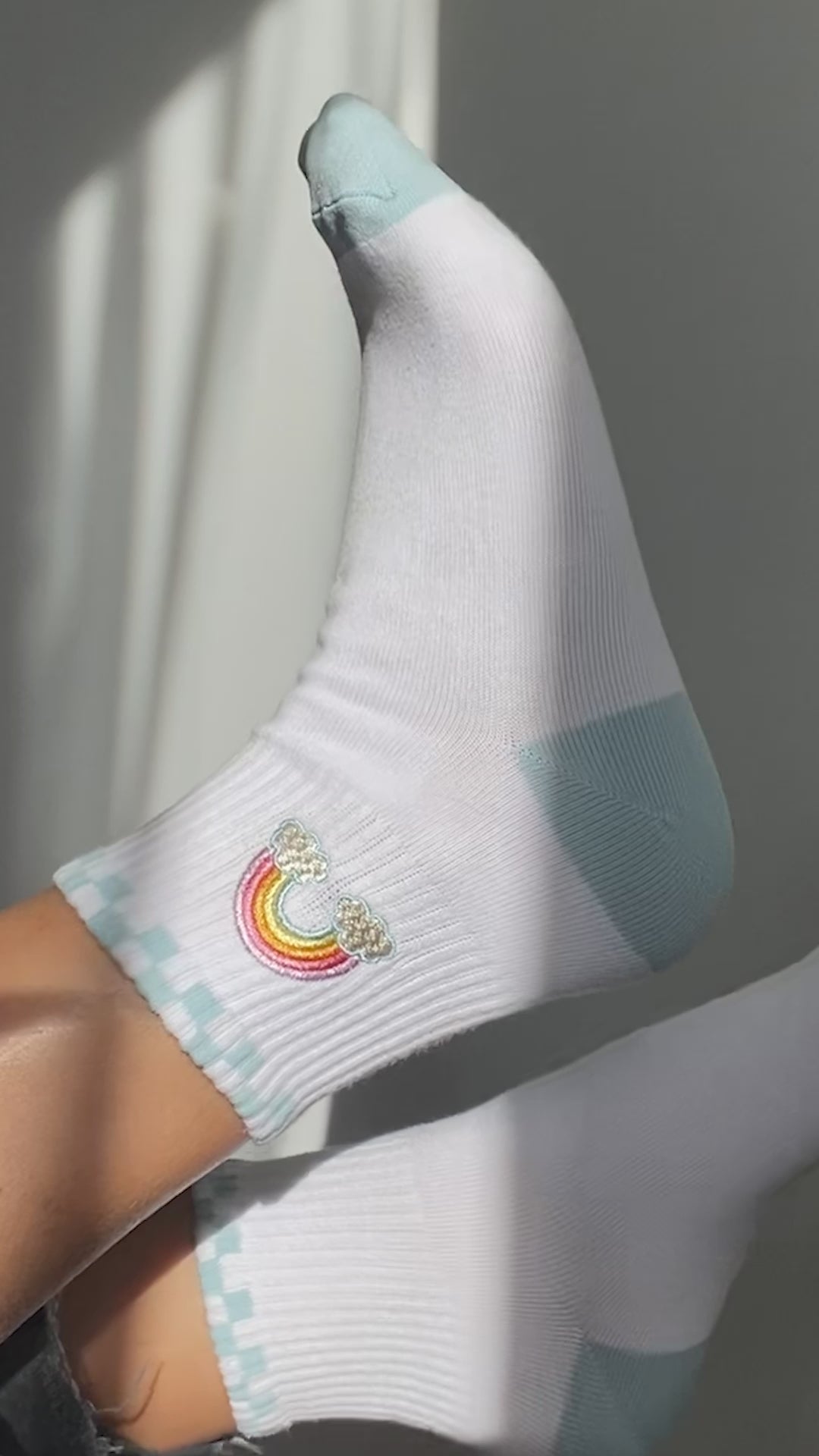 AC00408-MLT-OS - Rainbow Embroidered Athletic Ankle Sock - Wildflower + Co (1) video