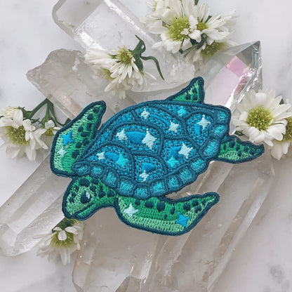 sea turtle embroidered iron on patch