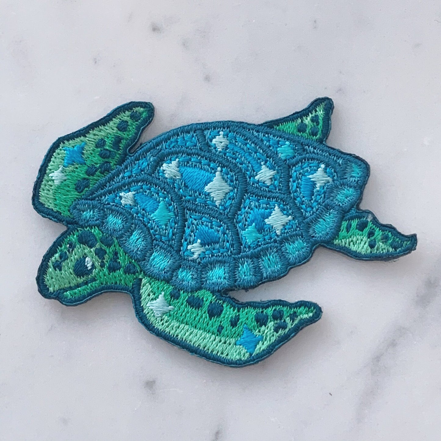 sea turtle embroidered iron on patch clean