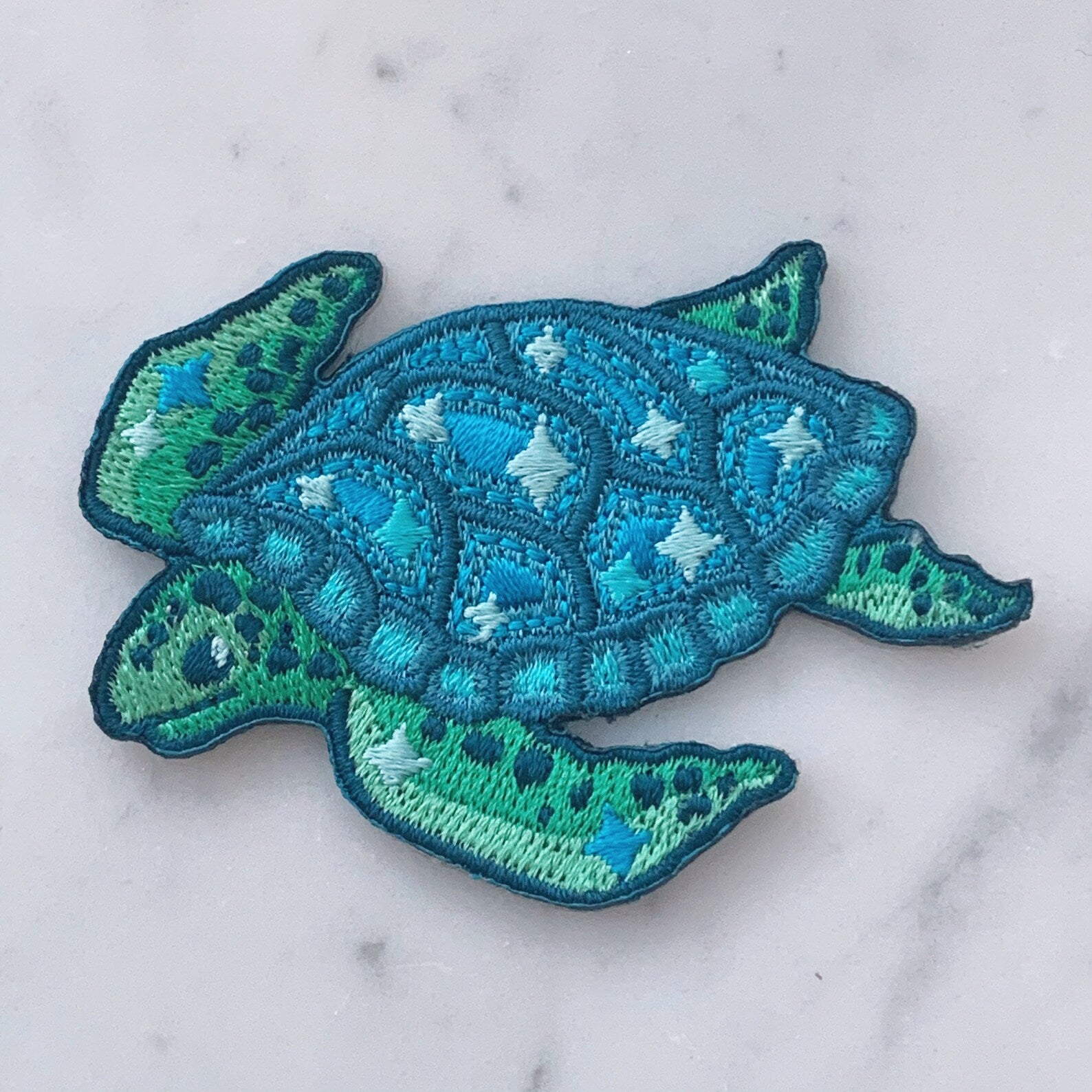 sea turtle embroidered iron on patch clean