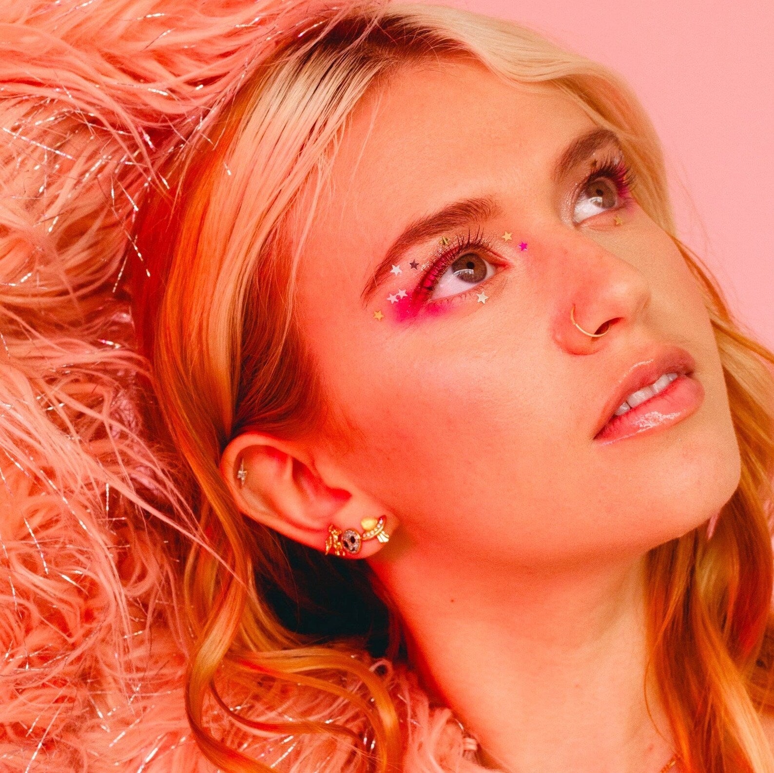 ufo stud earrings on model