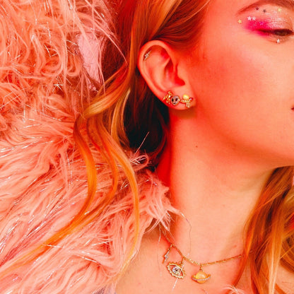 ufo stud earrings on model